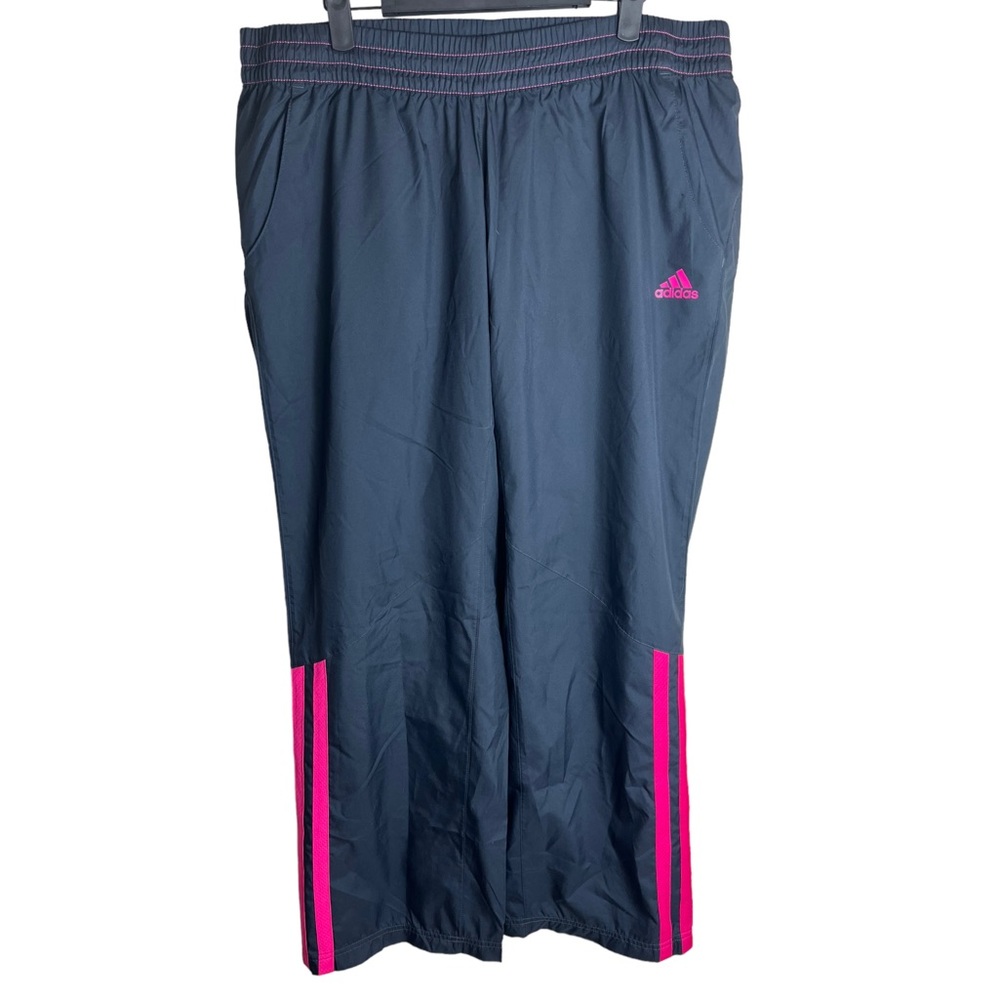 Adidas Mesh Lined Black Pink Striped Wind Track Pants